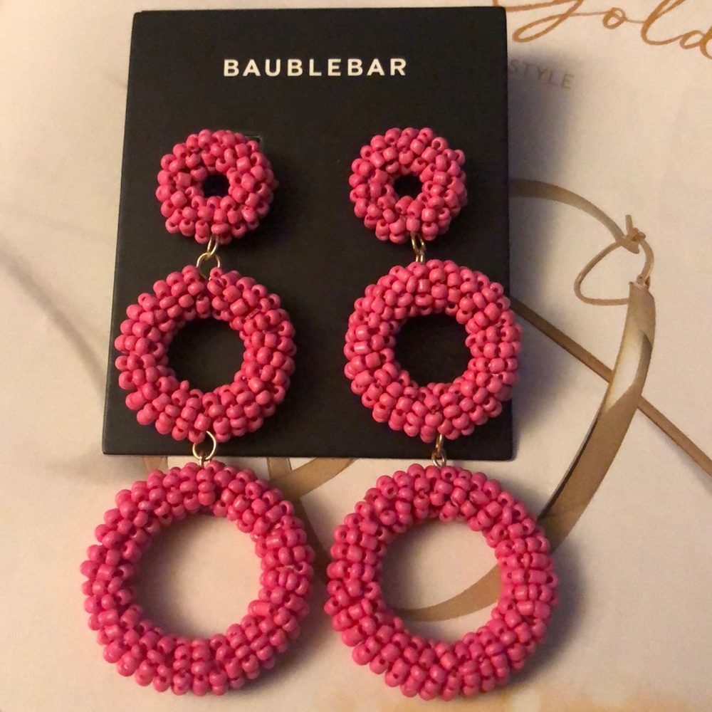 BAUBLEBAR PINK Seed Bead Triple Drop Earrings NEW
